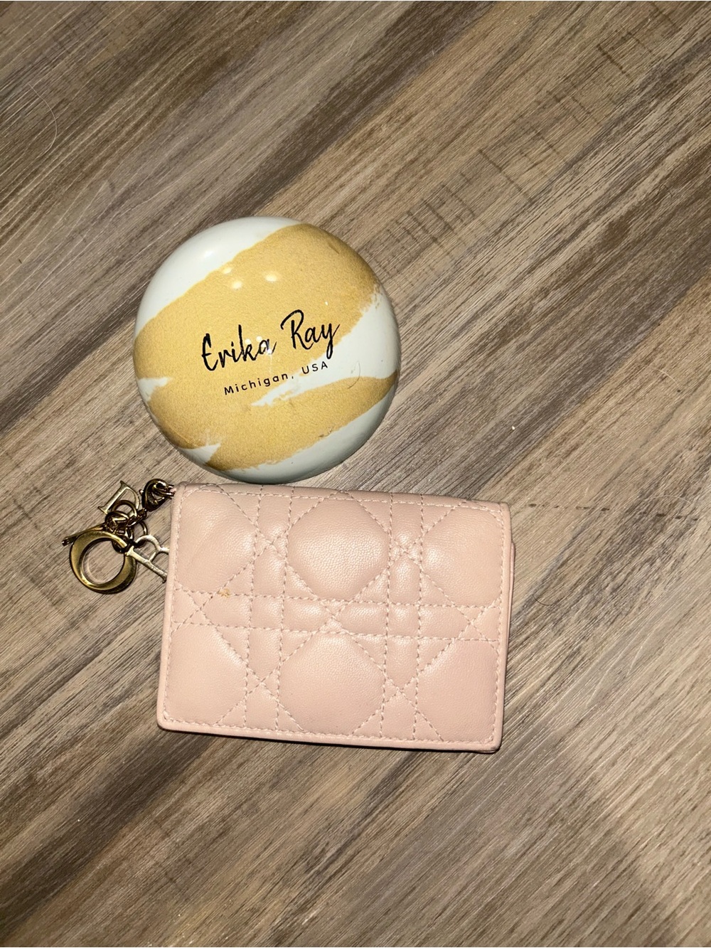 Dior Pink Quilted Cannage Leather Snap Card Holder Wallet